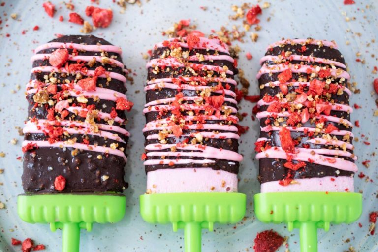 Strawberries and Cream Chocolate Ice Cream Bars