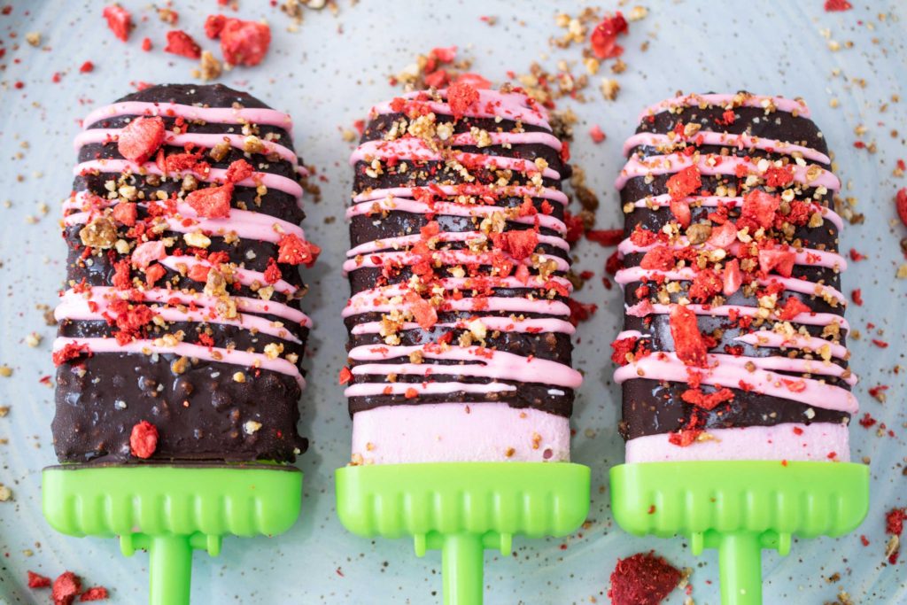 Strawberries and Cream Chocolate Ice Cream Bars