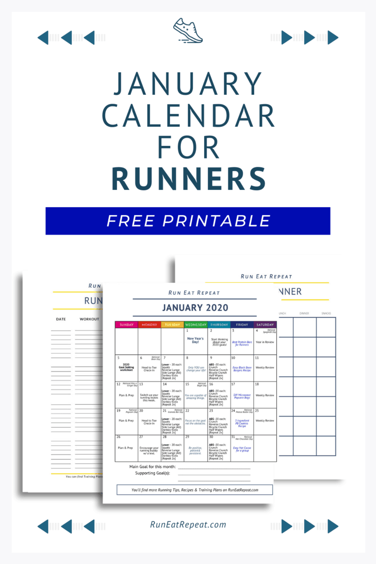 January Calendar, Running Log and Planner - free printable