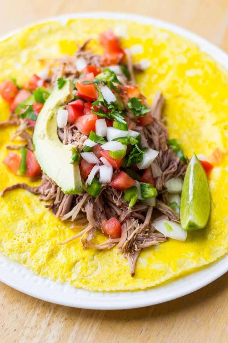 Keto Pulled Pork Egg Wraps with Easy Salsa